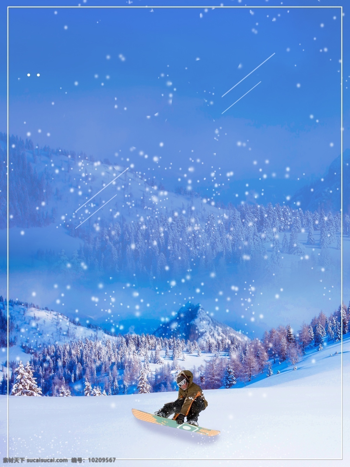 清新 滑雪 少年 广告 背景 广告背景 冬季 滑雪场 雪点 手绘