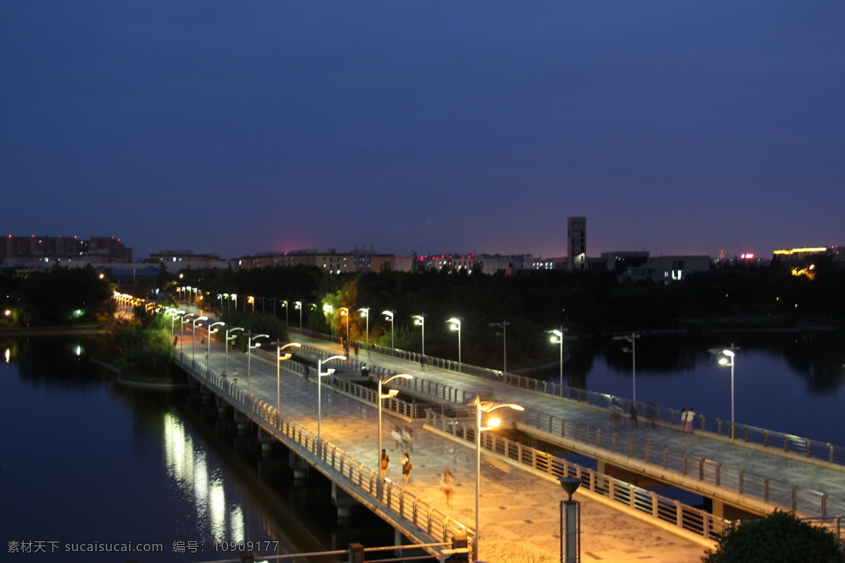四川大学 长桥 夜景 绚丽 美丽 川大 江安校区 旅游摄影 国内旅游