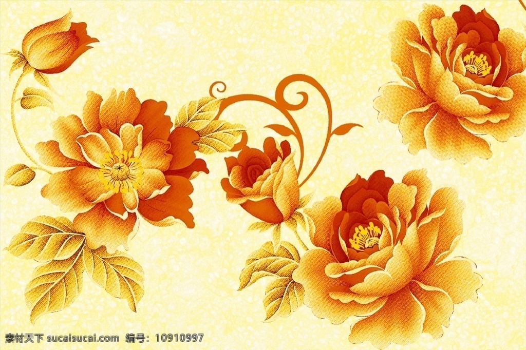 手绘 牡丹花 大理 石纹 背景 墙 精美花朵 欧式花朵 花边花纹 手绘花朵 电视背景墙 分层