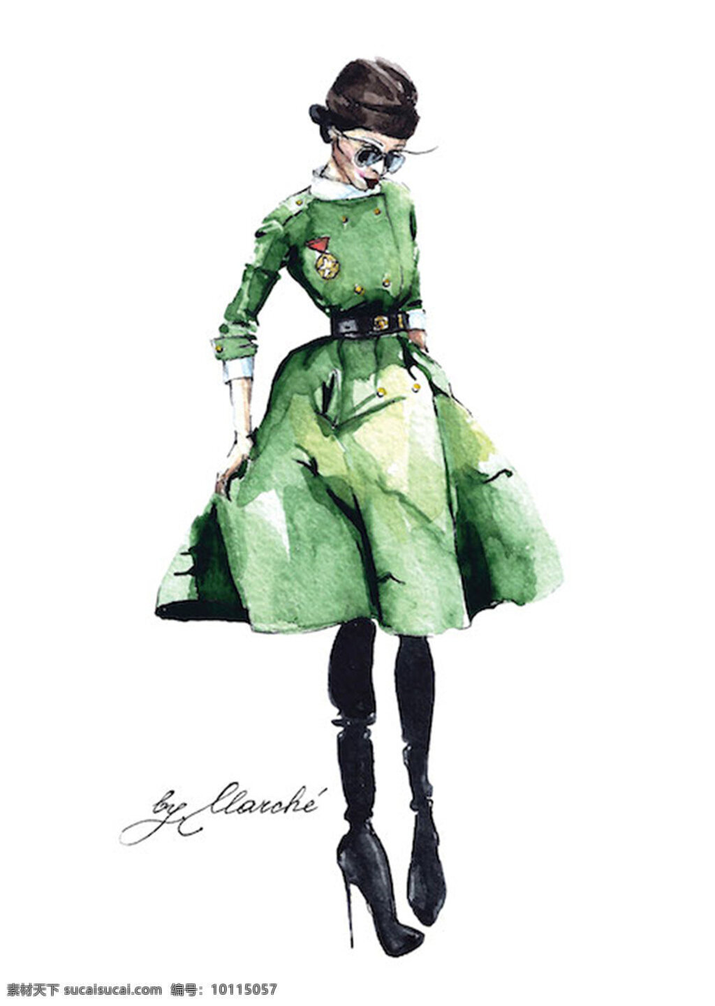 绿色 连衣裙 设计图 服装设计 时尚女装 职业女装 职业装 女装设计 效果图 短裙 衬衫 服装 服装效果图