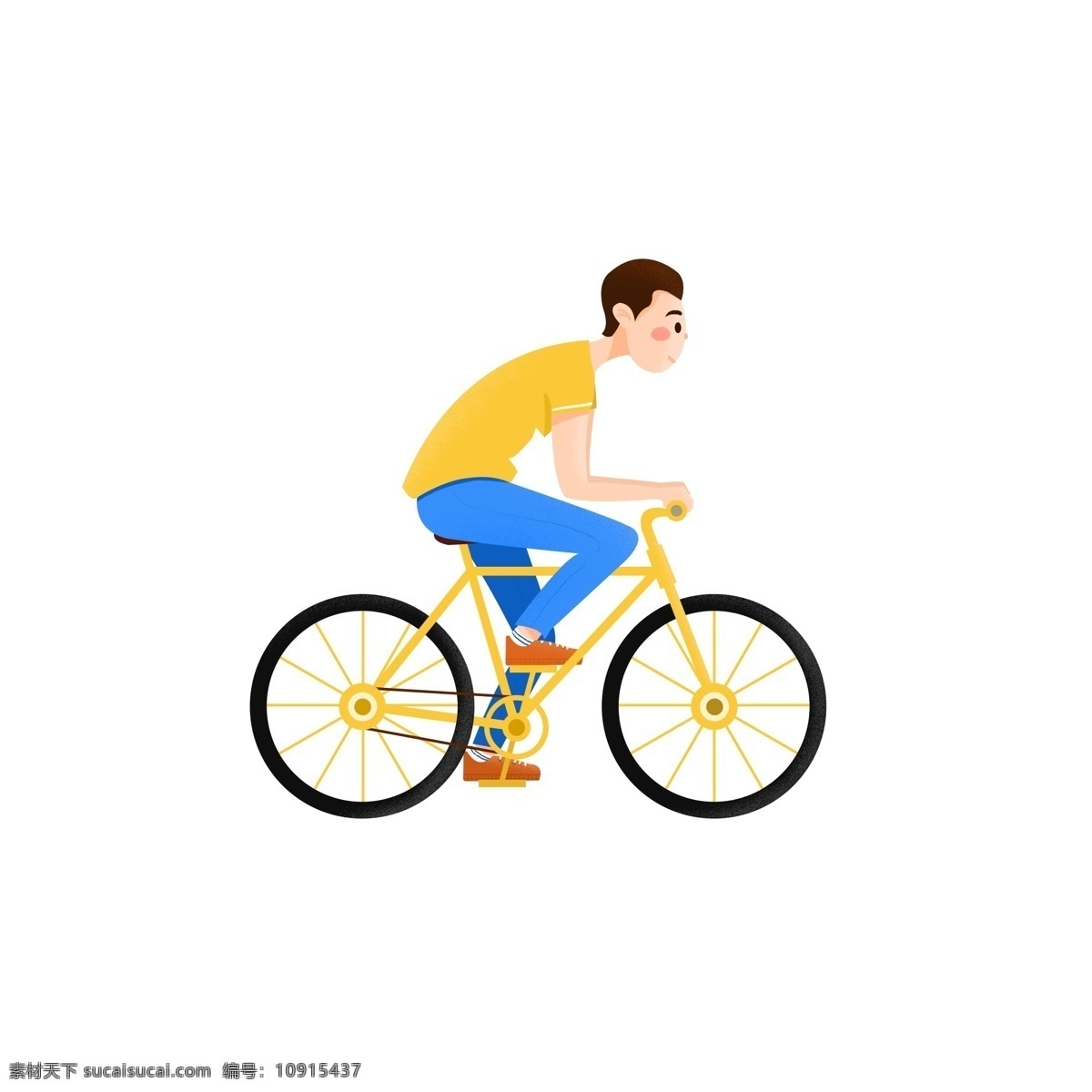 骑 自行车运动 男子 卡通 元素 自行车 运动