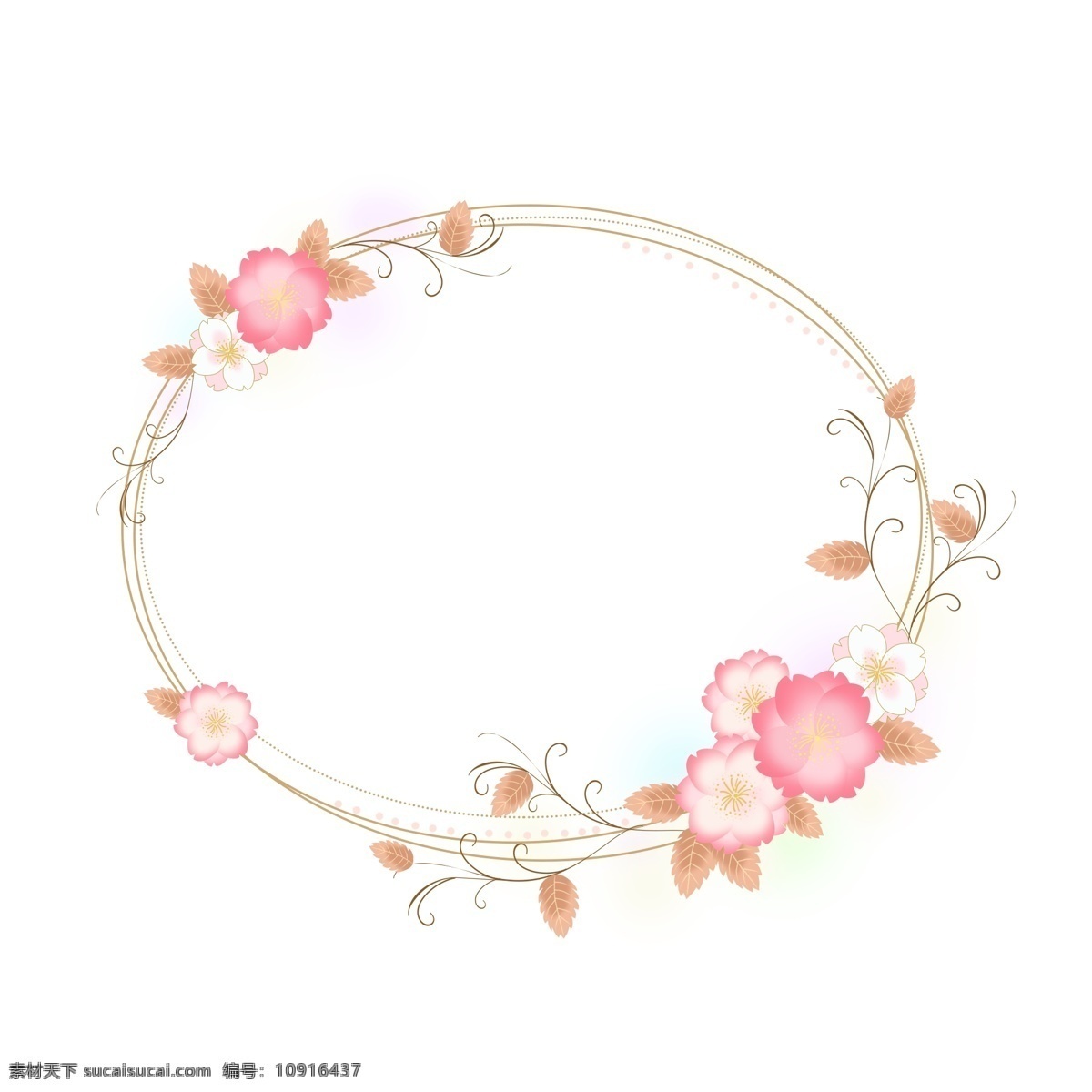 圆形 卡通 樱花 浪漫 花卉 边框 粉色 手绘 植物