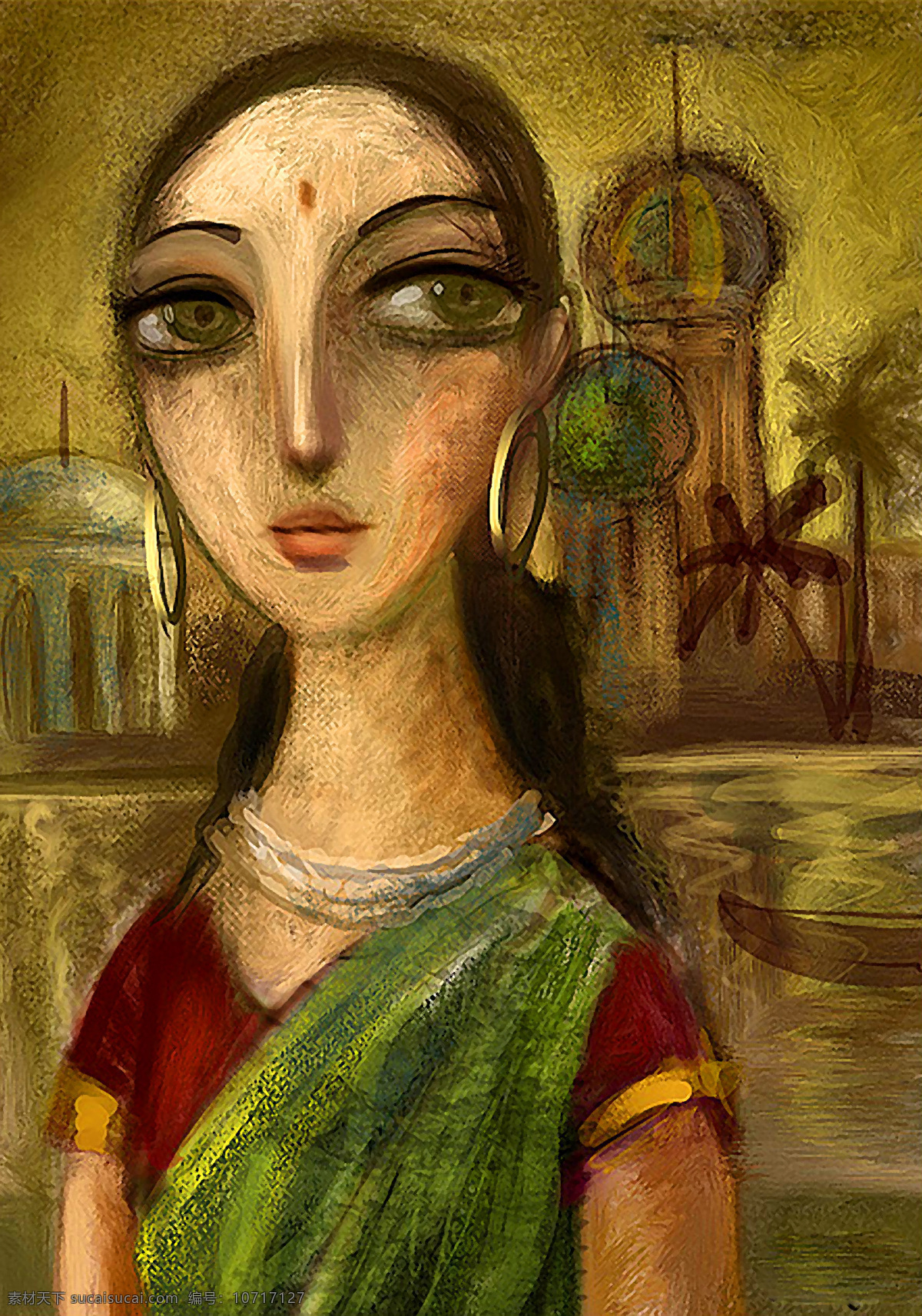 印度 女性 油画 文化艺术 无框画 装饰画 挂画 壁画 绘画艺术 人物油画 书画文字