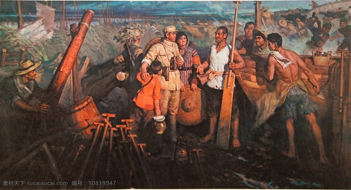 战争油画 解放战争 渡江战役 解放军 油画 绘画书法 文化艺术