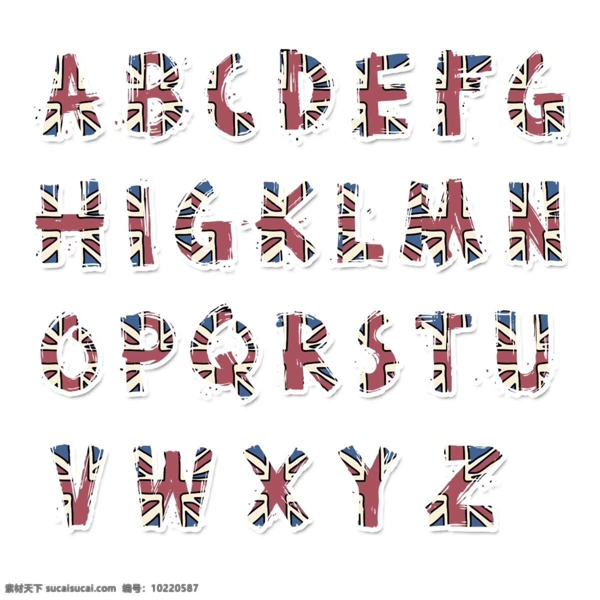 英文 字母 手绘 星条旗 卡通 艺术 字 艺术字 字母表 大写字母 英文字母 简约 可爱 国旗