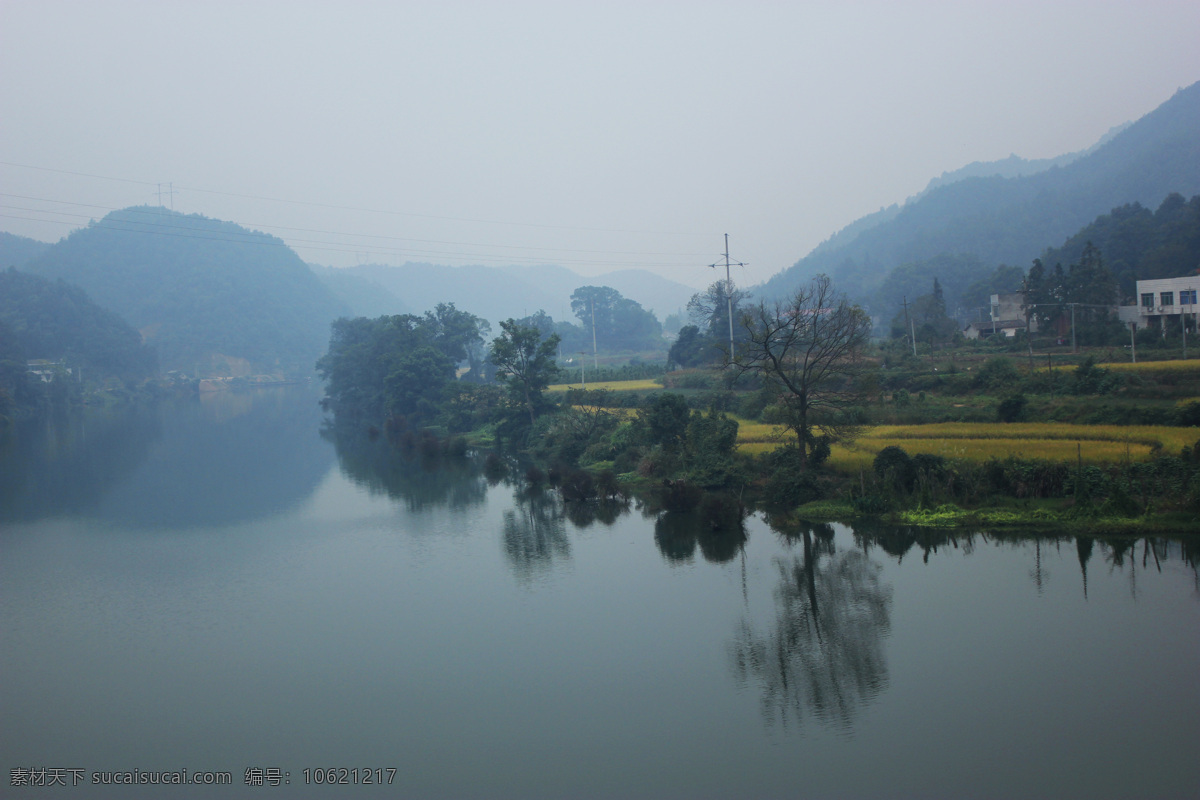 乡村如画 乡村 秋季 水稻熟了 水乡 河流 自然风景 旅游摄影 灰色