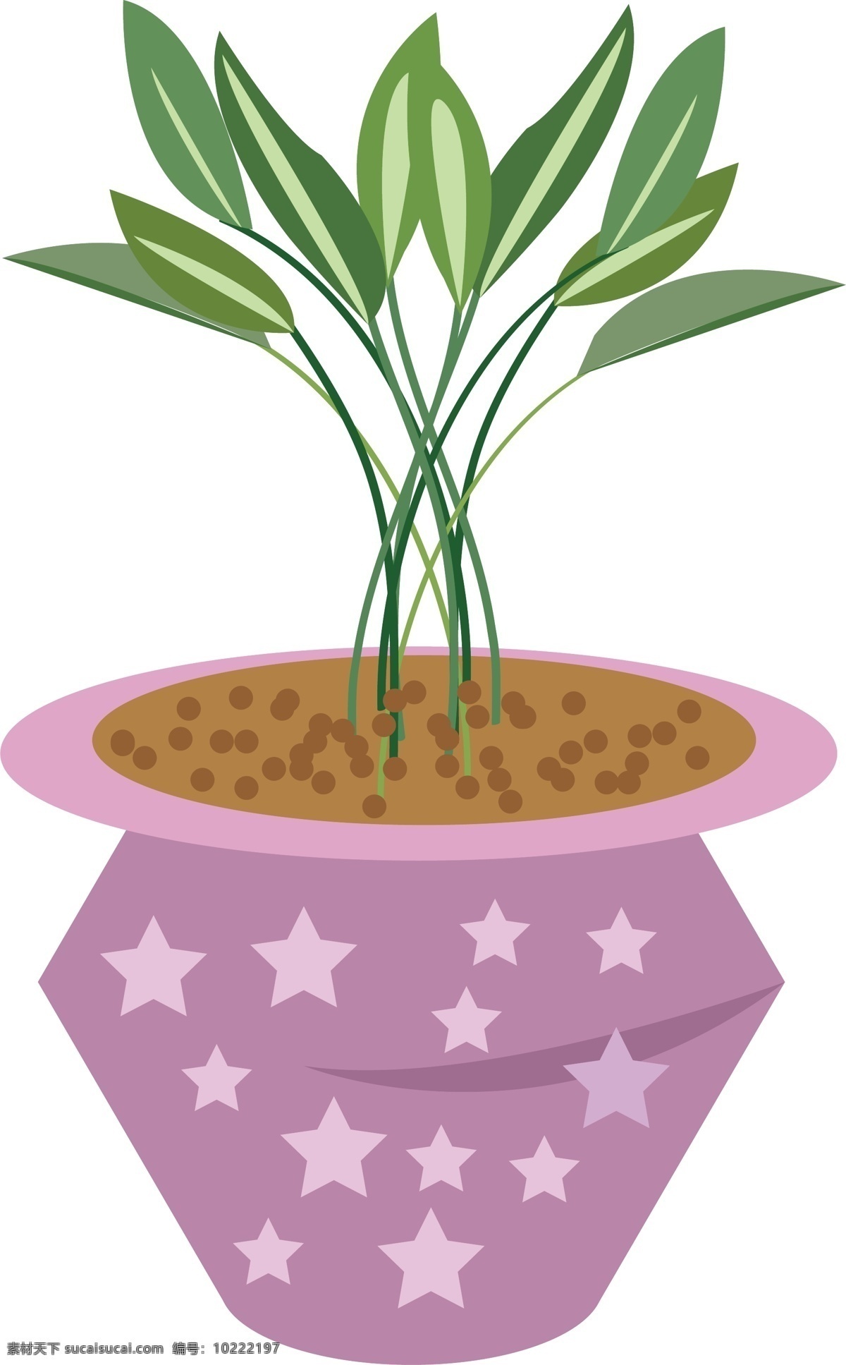 粉色 植物 盆栽 插画 粉色的花盆 盆栽插画 浅色的花纹 绿色的植物 植物插画 盆景插画 精美的盆栽