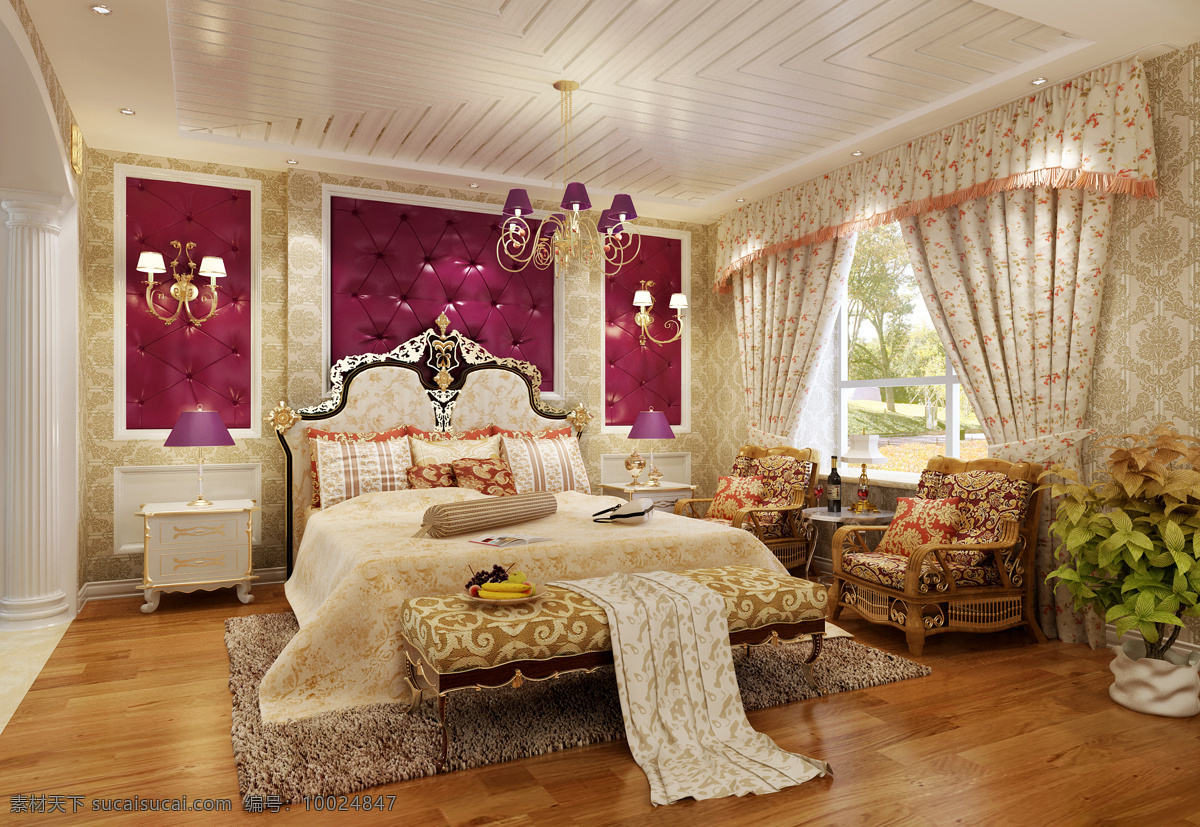 窗帘 床 地毯 吊灯 方案 环境设计 欧式 欧式风格 风格 卧室 设计素材 模板下载 欧式风格卧室 欧式卧室 室内 室内设计 装饰素材