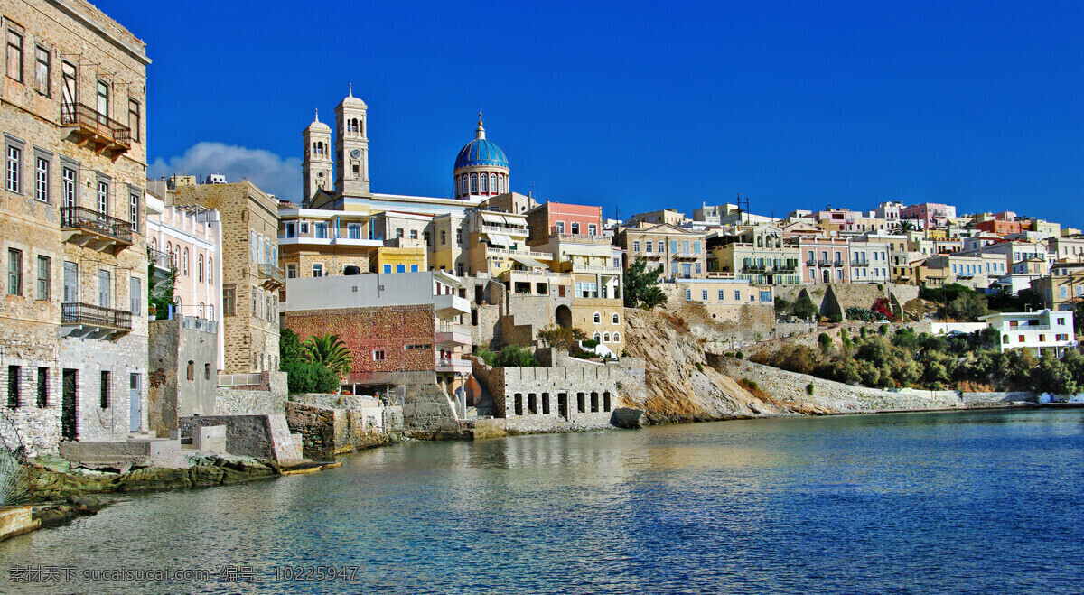 希腊 城市 风景图片 爱琴海 海岸城市风景 希腊风景 希腊建筑风景 希腊旅游景点 城市风光 环境家居 蓝色