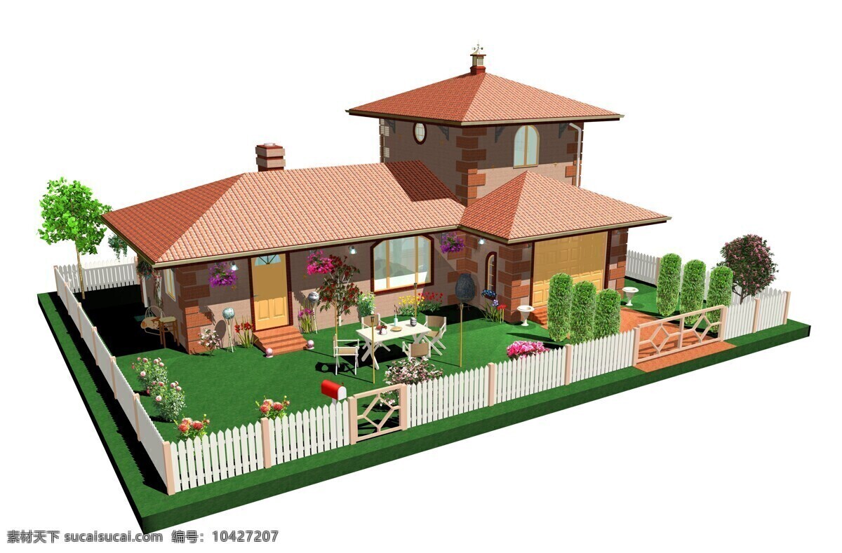 豪华 3d 房子 模型 3d渲染房子 房子模型 建筑设计 楼房 豪华别墅 环境家居