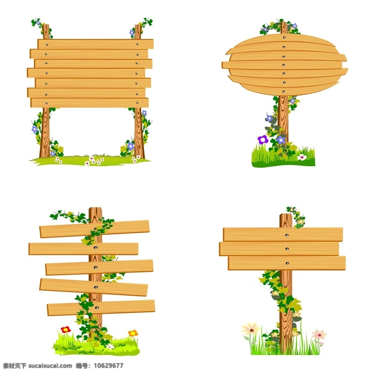 矢量 木材 标志 公告板 木板 木纹 藤 植物 花小 木匾 矢量图 日常生活