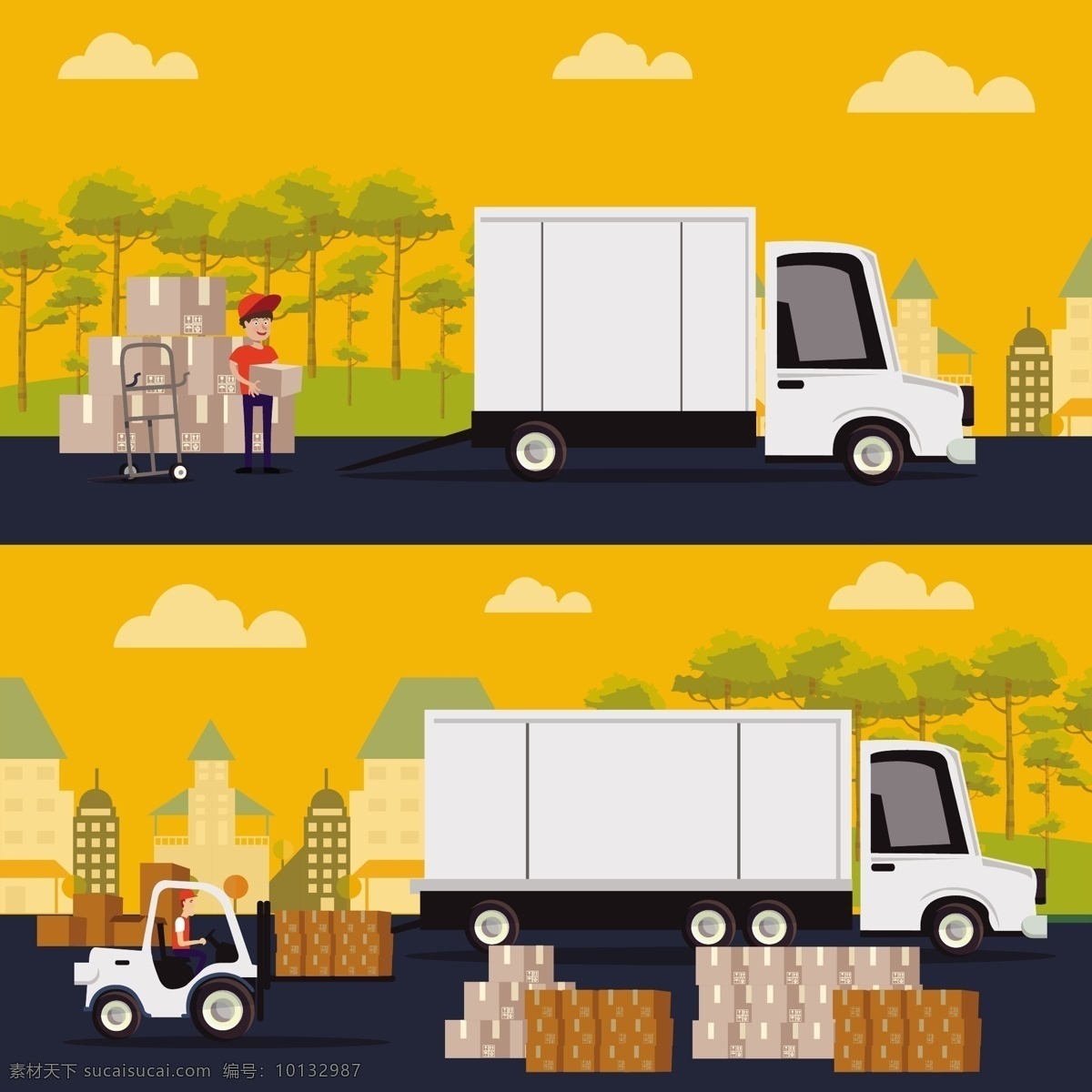 货物矢量素材 交通 运输 卡车 物流 矢量素材 货物