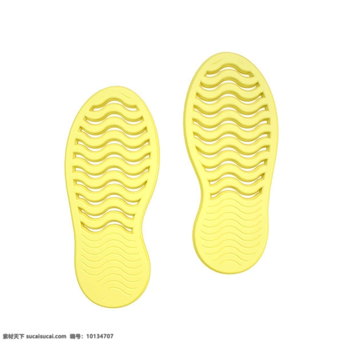 c4d 柔 黄色 立体 脚印 装饰 3d 柔色 脚印装饰 黄色脚印 质感 平面海报配图 鞋印