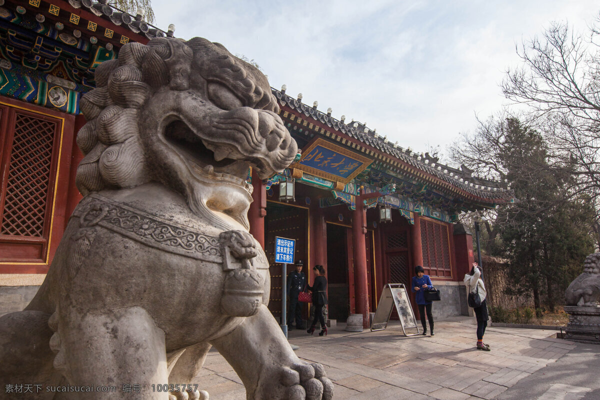 北京大学 北京 高等学府 蓝天 石狮子 古建筑 旅游 自助游 建筑摄影 大学 建筑园林