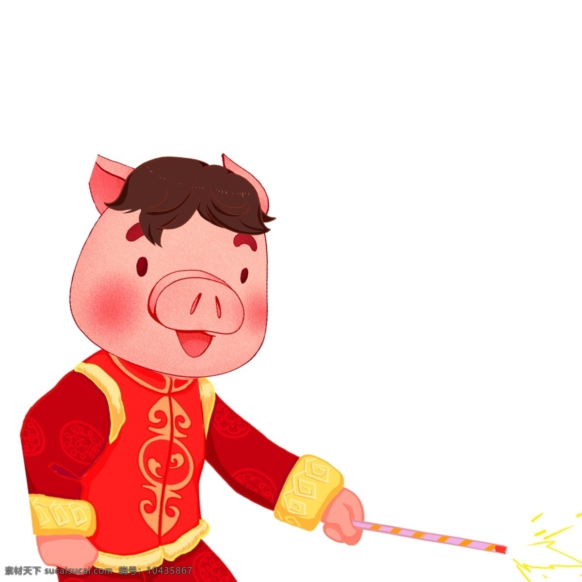 玩 仙女 棒 的卡 通 猪 卡通 喜庆 春节 过年 插画 新年 猪年 2019年 小猪形象 猪年形象 仙女棒