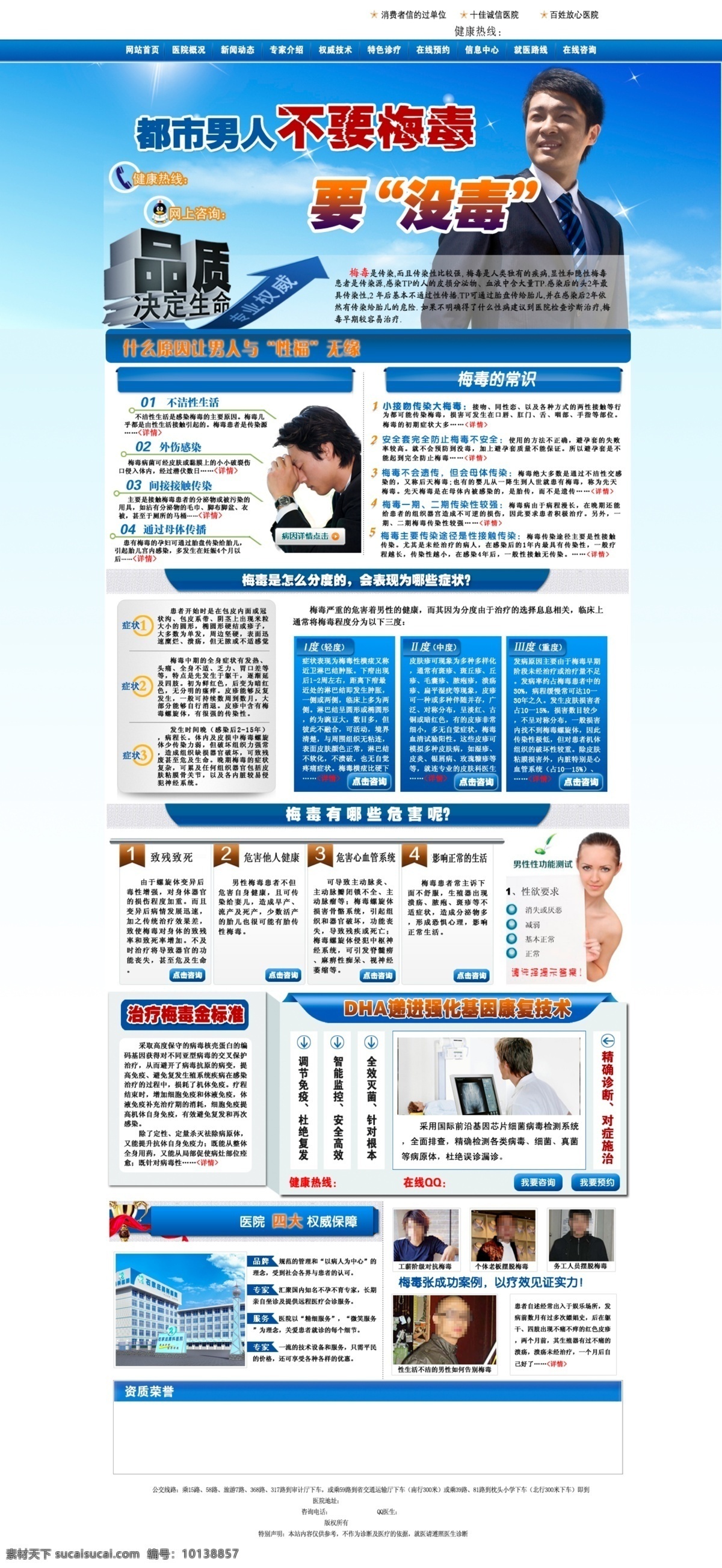 男科网站 梅毒 男科医院 男人 梅毒危害 思考的男人 中文模板 网页模板 源文件