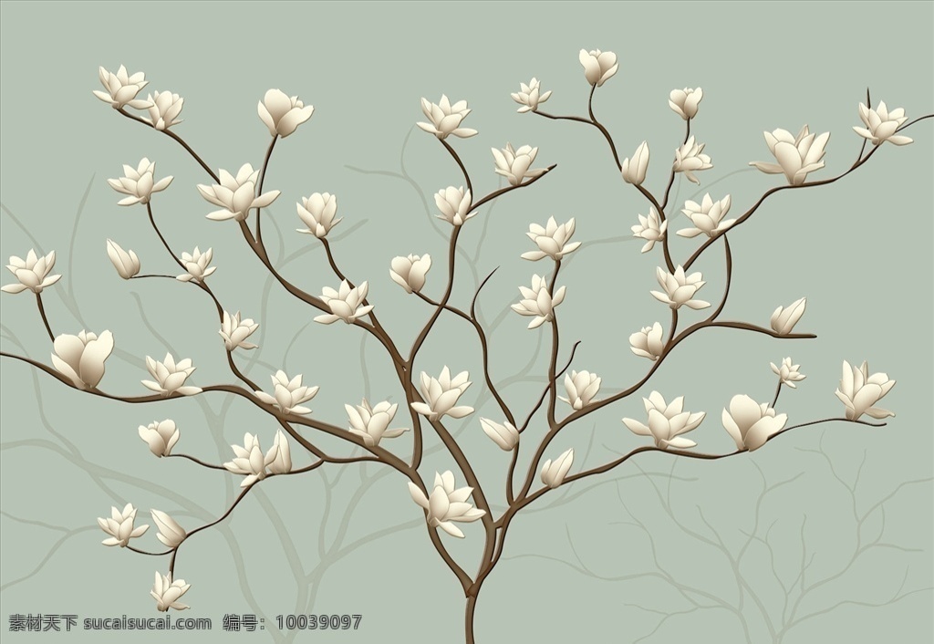 花鸟画 玉兰 背景墙图片 手绘画鸟 背景墙 电视背景墙 现代背景墙 中式背景墙 分层