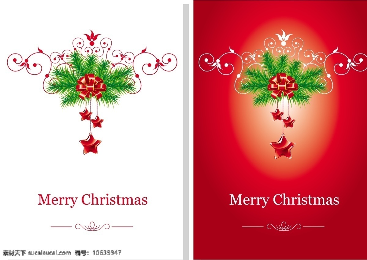 精美 圣诞节 贺卡 矢量 christmas merry 花结 花纹 模板 设计稿 丝带 松枝 五角星 节日大全 源文件 节日素材