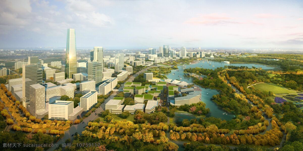 城市规划图片 城市规划 景观带 湿地公园 城市景观带 鸟瞰图 效果图 3d设计
