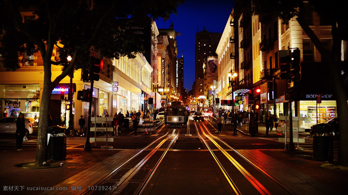旧金山夜景 旧金山 美国 街景 铛铛车 建筑 世界 建筑园林 建筑摄影