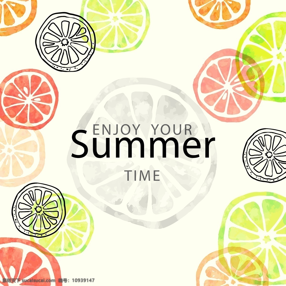 彩色 夏日 鲜橙 矢量 夏 橙子 柠檬 水果 西柚 summer 动漫动画 白色