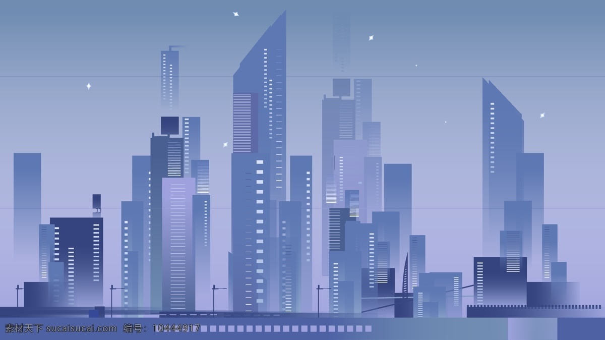剪影 城市 系列 夜景 矢量 插画 海报 背景 建筑