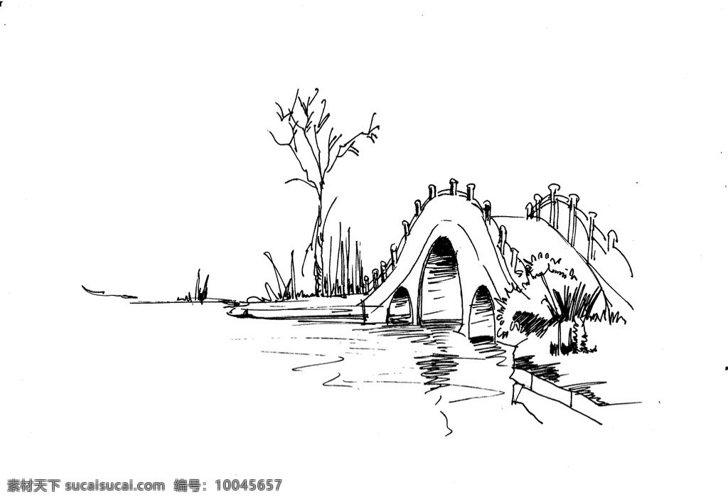 桥手绘线稿 桥 手绘 线稿 黑白 景观 文化艺术 绘画书法