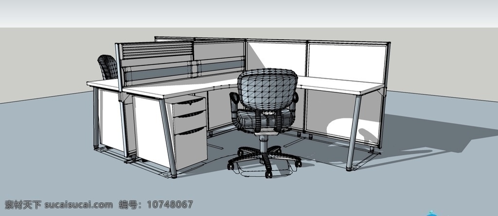 su 办公室 家具 模型 家具模型 桌子模型 办公室模型 su模型素材 隔断 办公桌 电脑椅 sketchup 3d设计 室内模型 skp