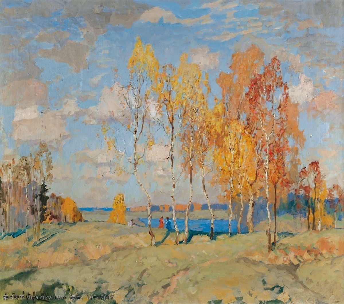 秋季风景画 印象派 俄罗斯 油画 秋天 戈尔巴托夫 自然景观 自然风光