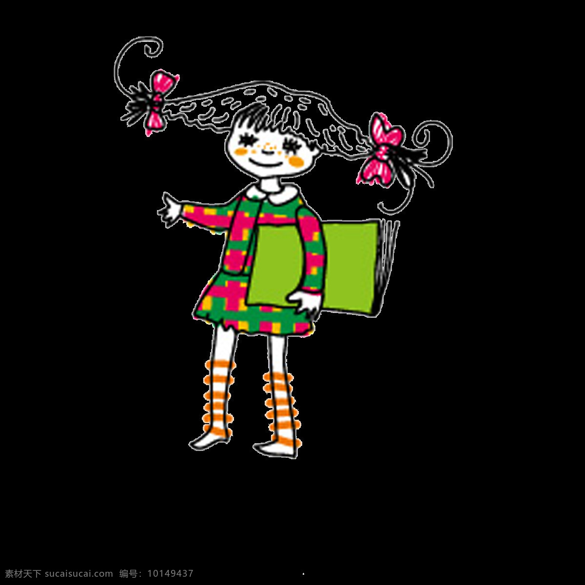 卡通 手绘 女生 元素 多彩