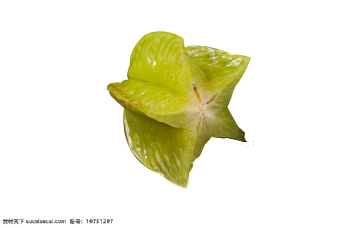 半 浅绿色 杨桃 水果 维生素 切开 摆 拍 新鲜 营养 食物 五角星形状 半个杨桃