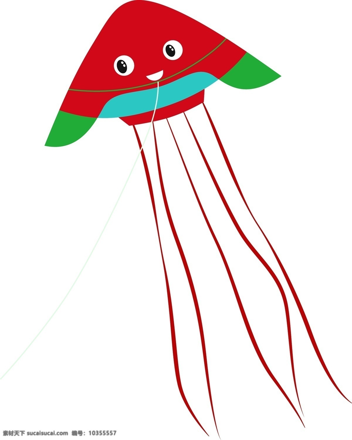 红色 风筝 手绘 插画 美丽的风筝 手绘插画 可爱风筝 动物 样式 绿色 漂亮的风筝 红色的风筝