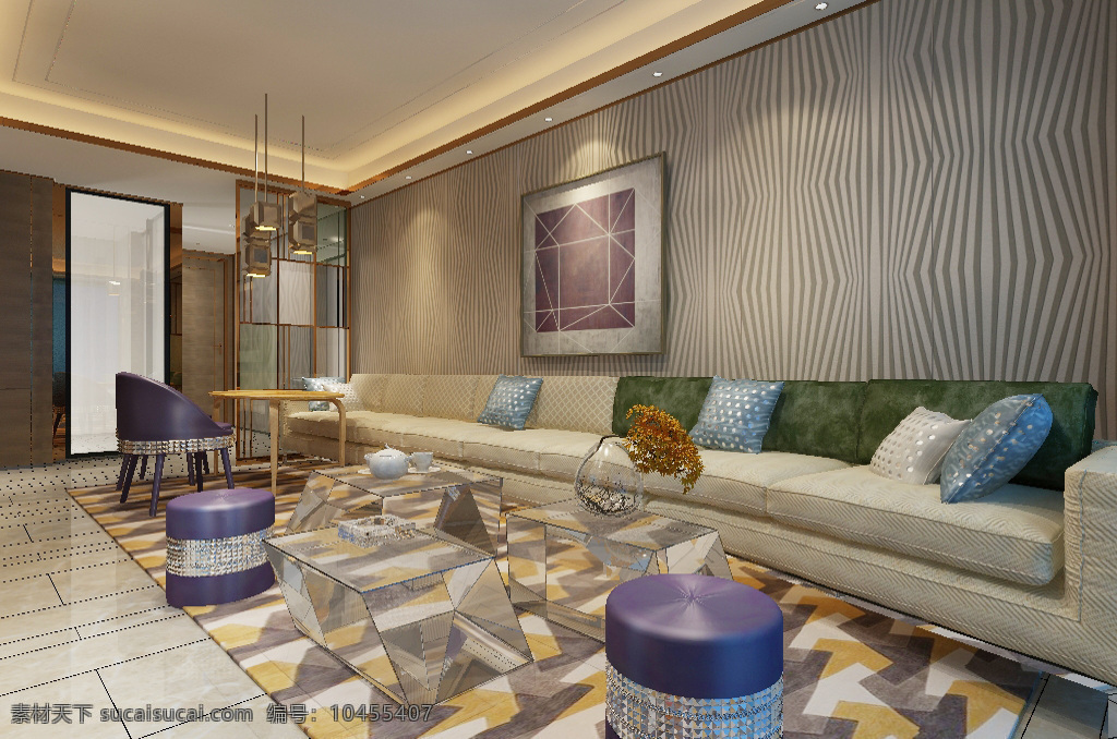 现代 风格 客厅 空间 效果图 模型 沙发 欧式 窗帘 地板 植物 茶几 中式 桌子 椅子 瓷砖 大理石 吊顶 电视墙 max 挂画 吊灯