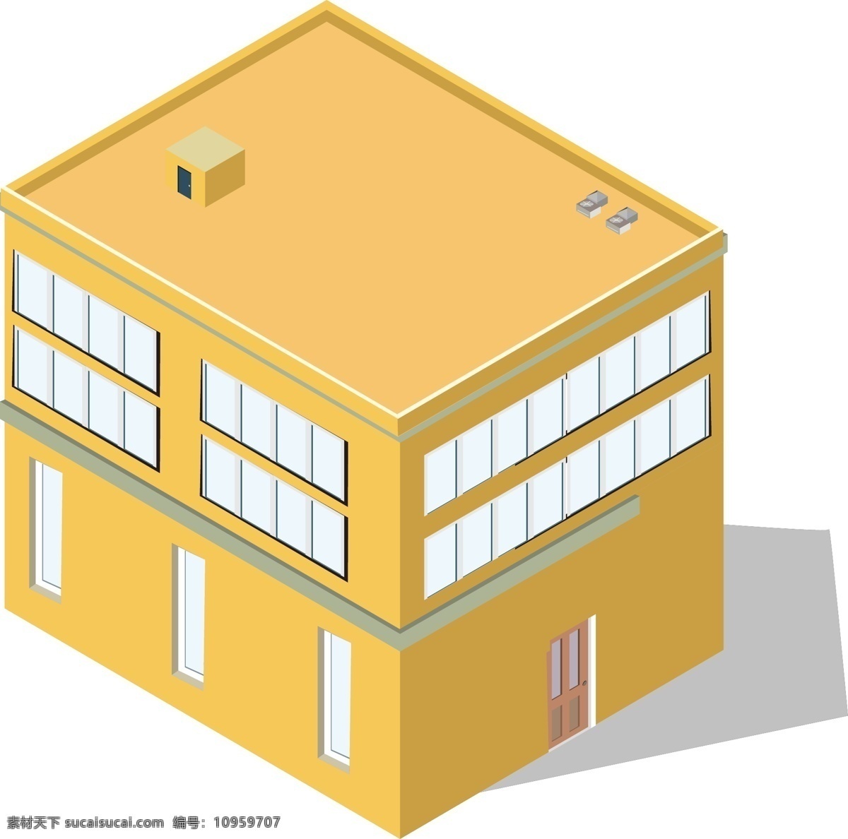 d 黄色 线性 建筑 简单 ai素材 2.5d