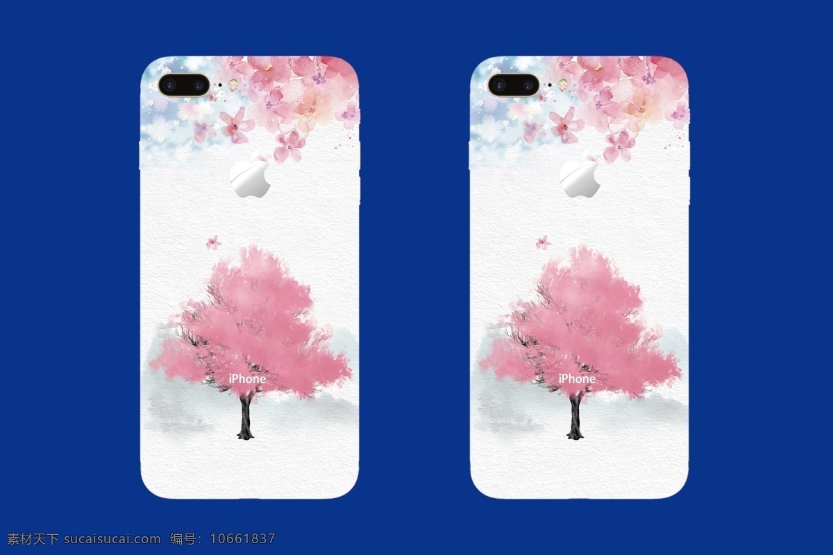 樱花手机壳 樱花 樱花树 手机壳 水彩 粉色 包装设计
