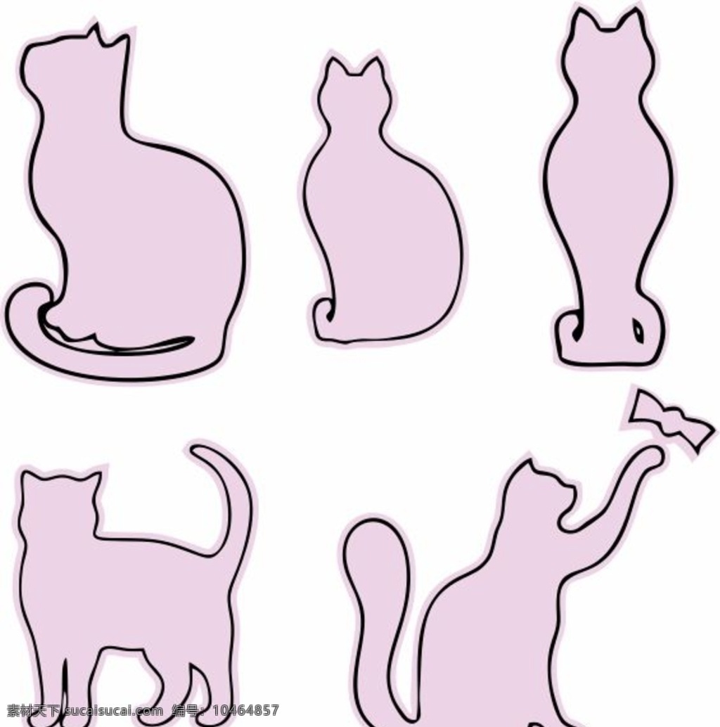 轮廓 猫咪 剪影 线条 画 线条画 婚礼 动漫动画