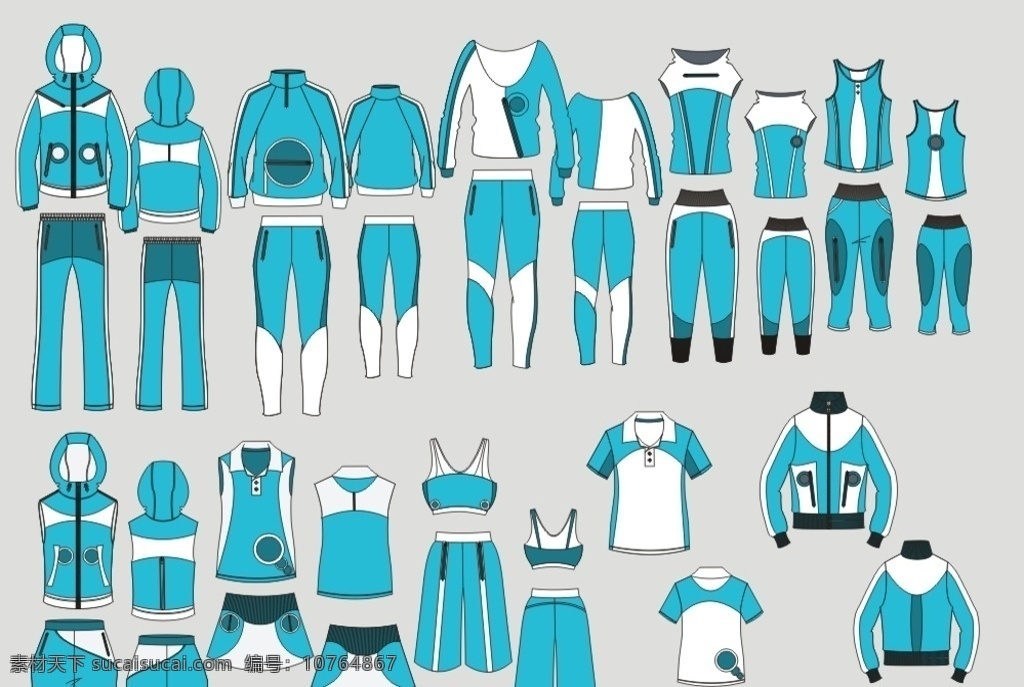 服装 运动服 矢量图 系列运动服 线稿 共享图 服装设计
