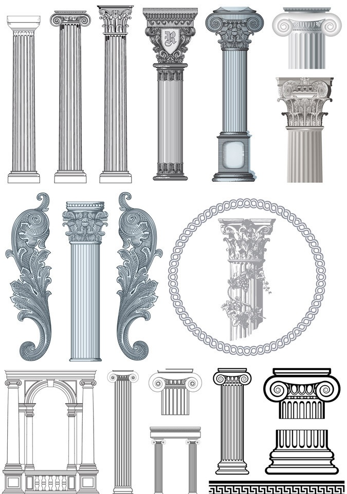 欧式 柱子 建筑 矢量 欧洲 传统 古典 花纹 装饰 传统建筑 建筑家居