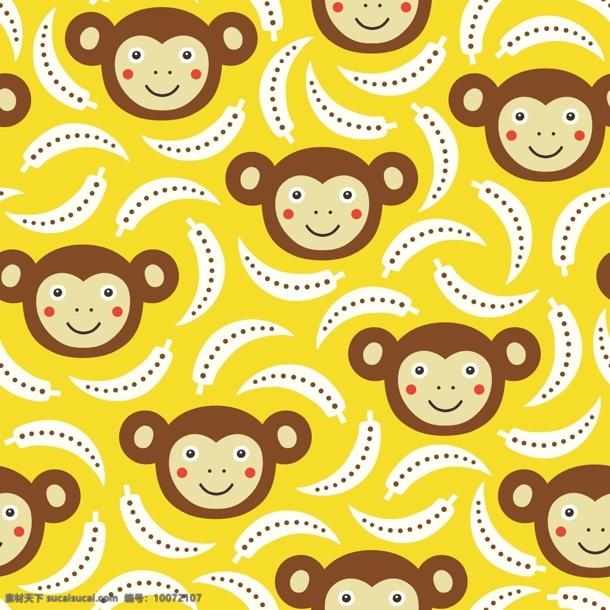猴子 卡通 动物 矢量 背景 头部 香蕉 免费素材 高清