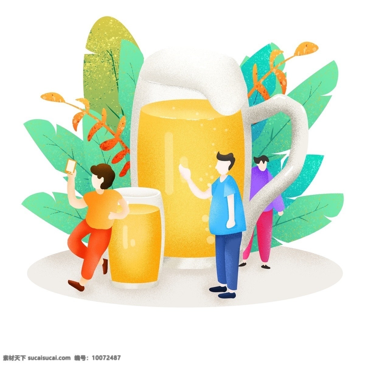 夏日 休闲 扁平 插画 啤酒 夏季消暑饮料 喝啤酒 扎啤 扁平插画 手绘插画 扁平植物 扁平人物 杯子