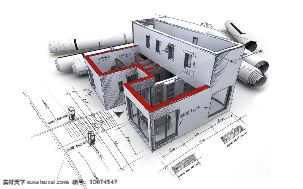 建筑 书本 房屋 房子 设计图 白色