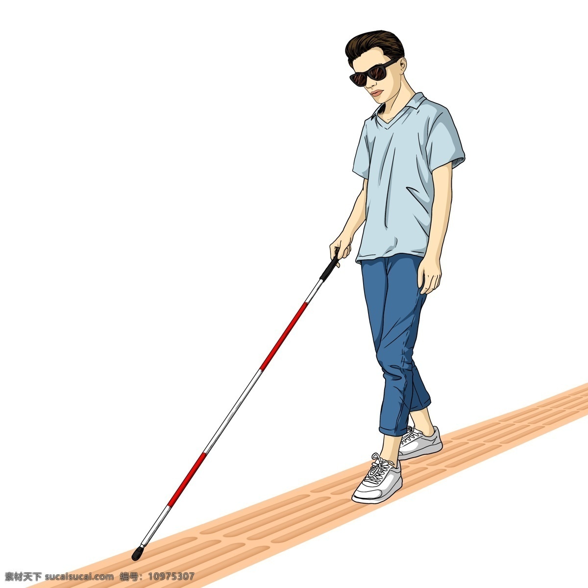 手绘 风 走路 盲人 商用 手绘风 走路的盲人 盲人走路 人物 装饰图案