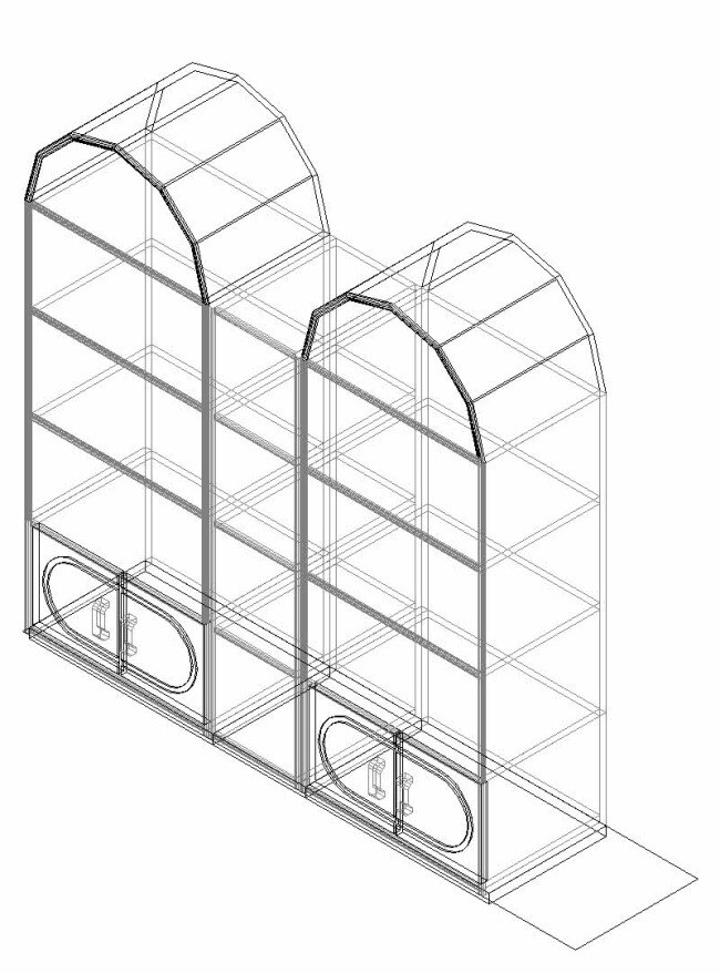 双 拱形 组合柜 3d cad 家装 立体 模型 三维 饰品 室内 装饰 装修 cad素材