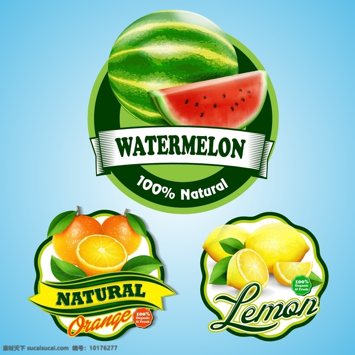 水果标志 水果 标志 图标 西瓜 柠檬 橙子 矢量 标志图标 其他图标 青色 天蓝色
