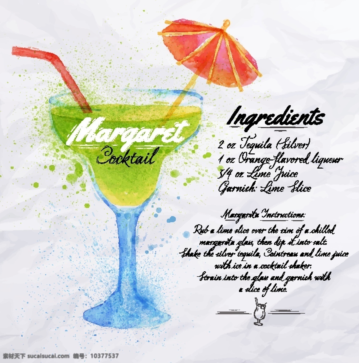 创意 英文 饮料 菜单 杯子 果汁 矢量图 设计素材 菜单素材 雨伞 吸管 英文素材 彩色元素