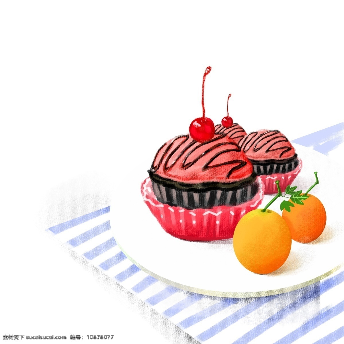 美味 水果 蛋糕 图案 草莓蛋糕 樱桃 美食 设计元素 创意元素 手绘元素 免扣元素