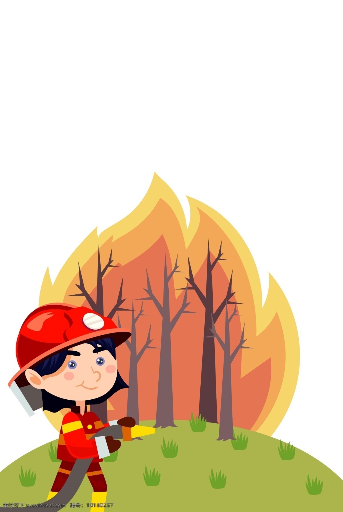 卡通 消防员 插画 卡通人物 灭火 火灾 救援 人物图库 职业人物