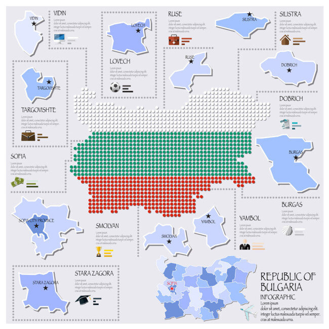 蓝色 地图 国旗 图表 矢量 彩色地图 国旗地图 创意图表