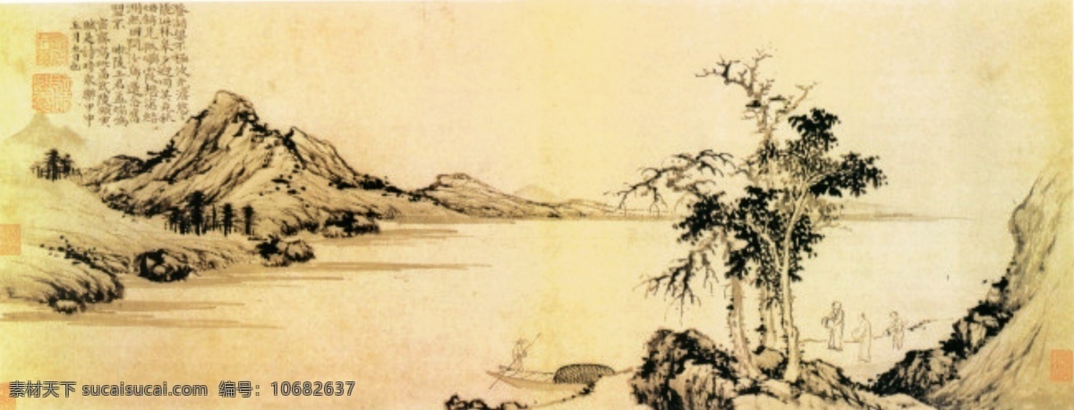 山水 模版下载 国画 中国画 水墨 水墨山水 水墨画 中国风 中国 古典 背景 山 水 树木 云雾 源文件