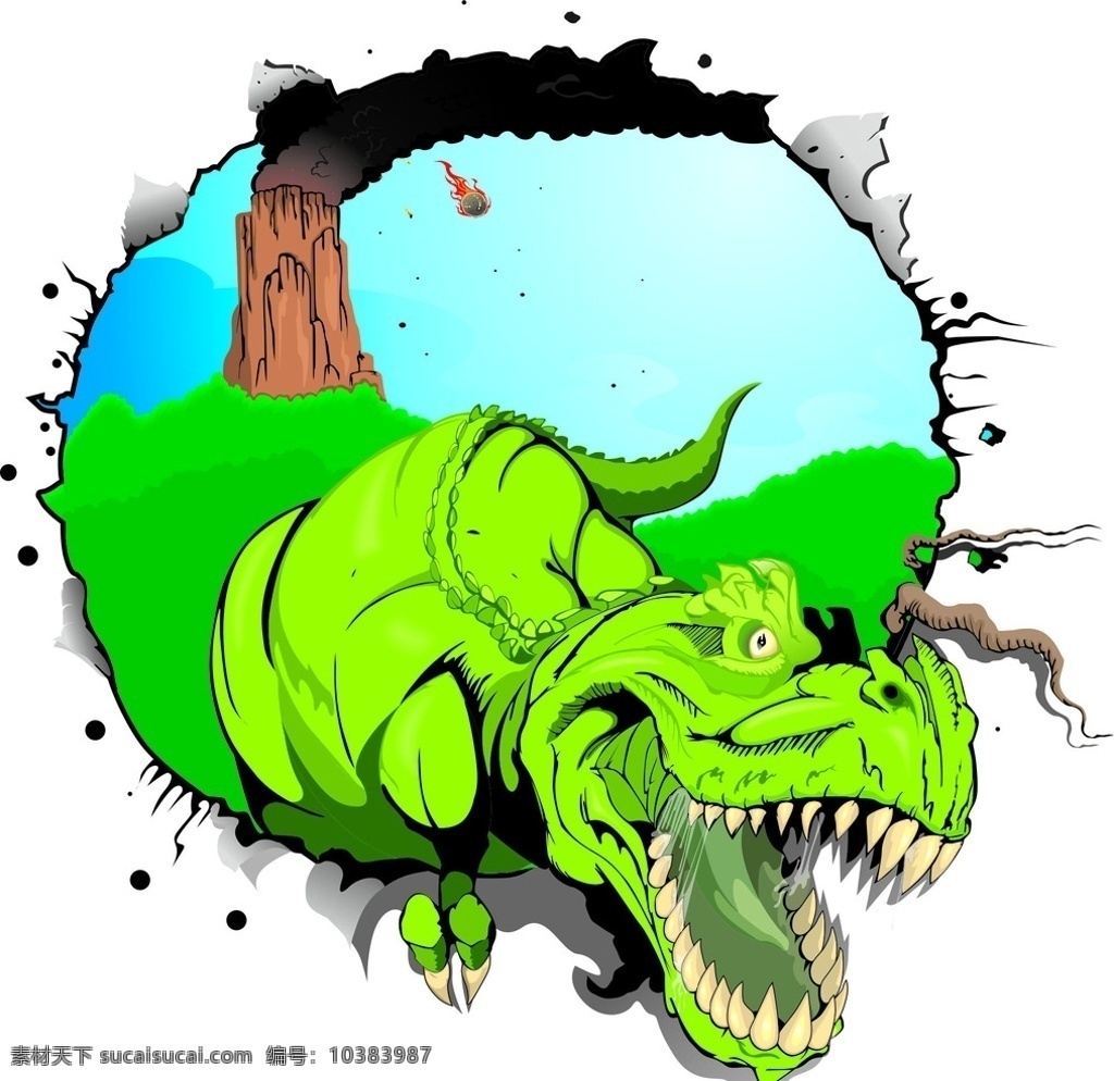 侏罗纪 公园 恐龙 侏罗纪公园 霸王龙 绿色恐龙 凶残大嘴